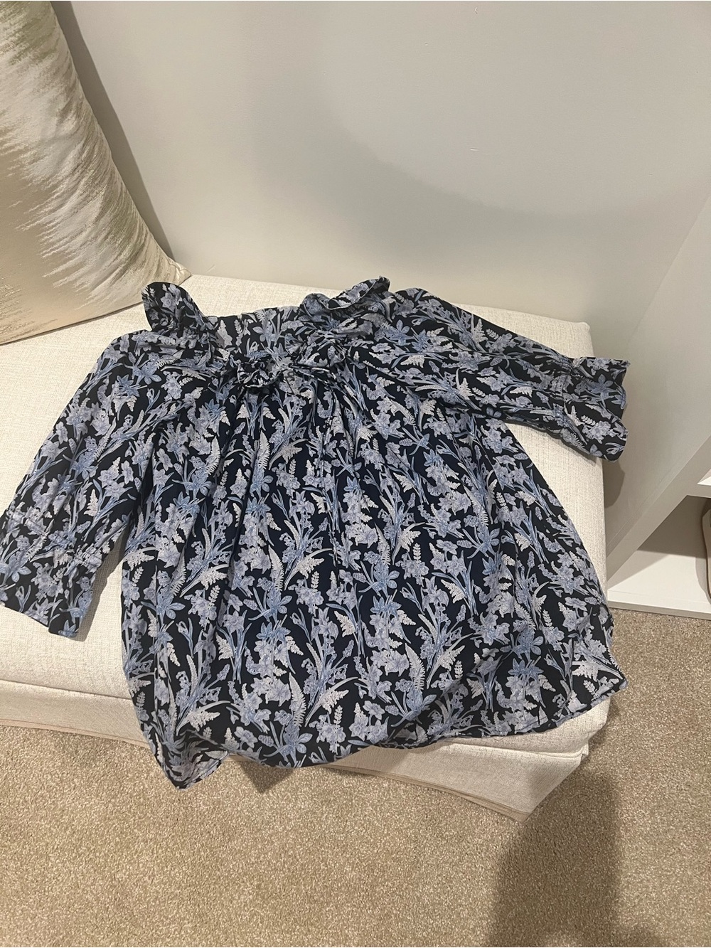 Boutique  Navy Blue Floral Top